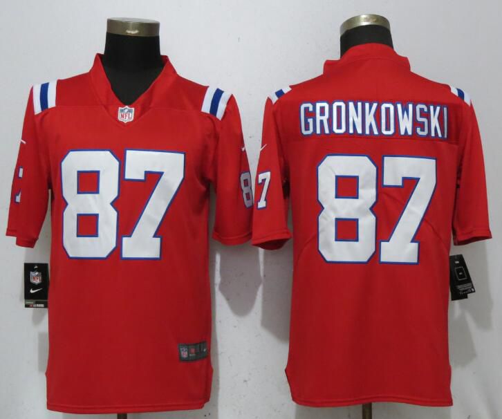 Men New England Patriots 87 Gronkowski Red Vapor Untouchable Player Nike Limited NFL Jerseys